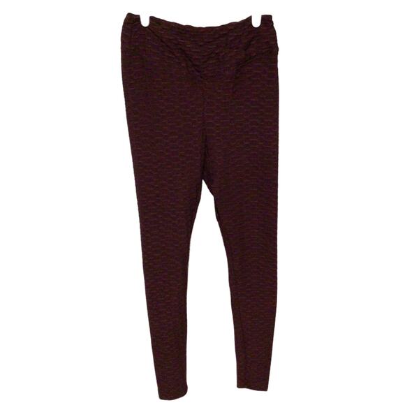 Justify Women's Burgundy & Black Textured Stretch Leggings Size Medium - Picture 1 of 3